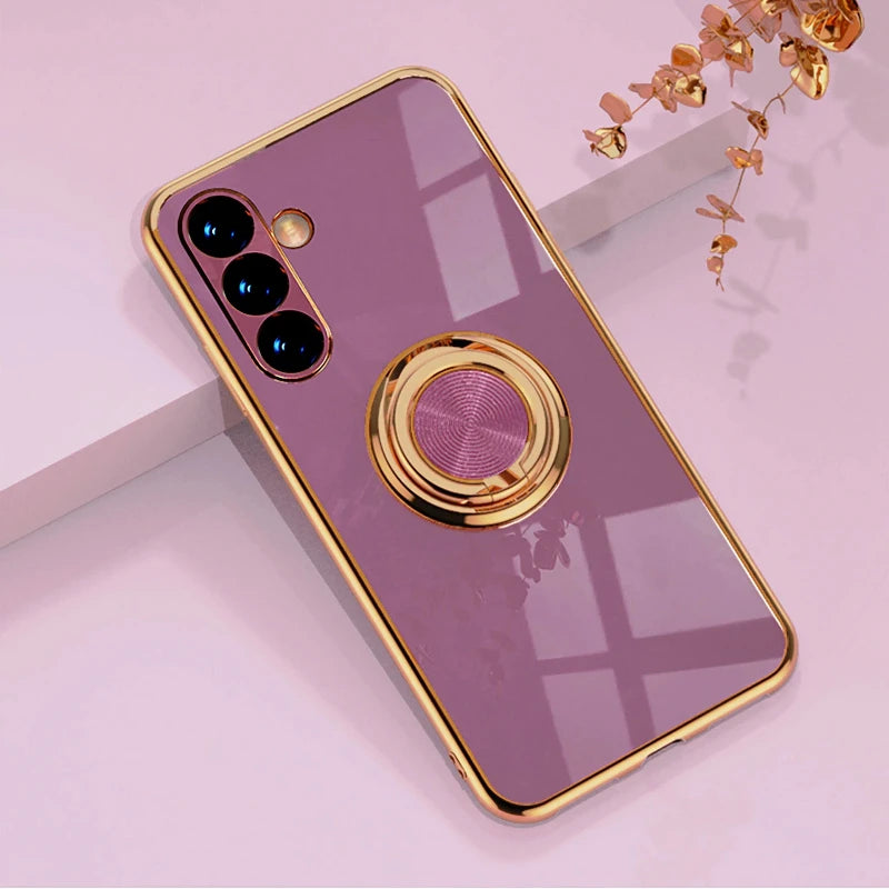 Luxury Plated Ring Holder Case for Samsung A-series and S-series