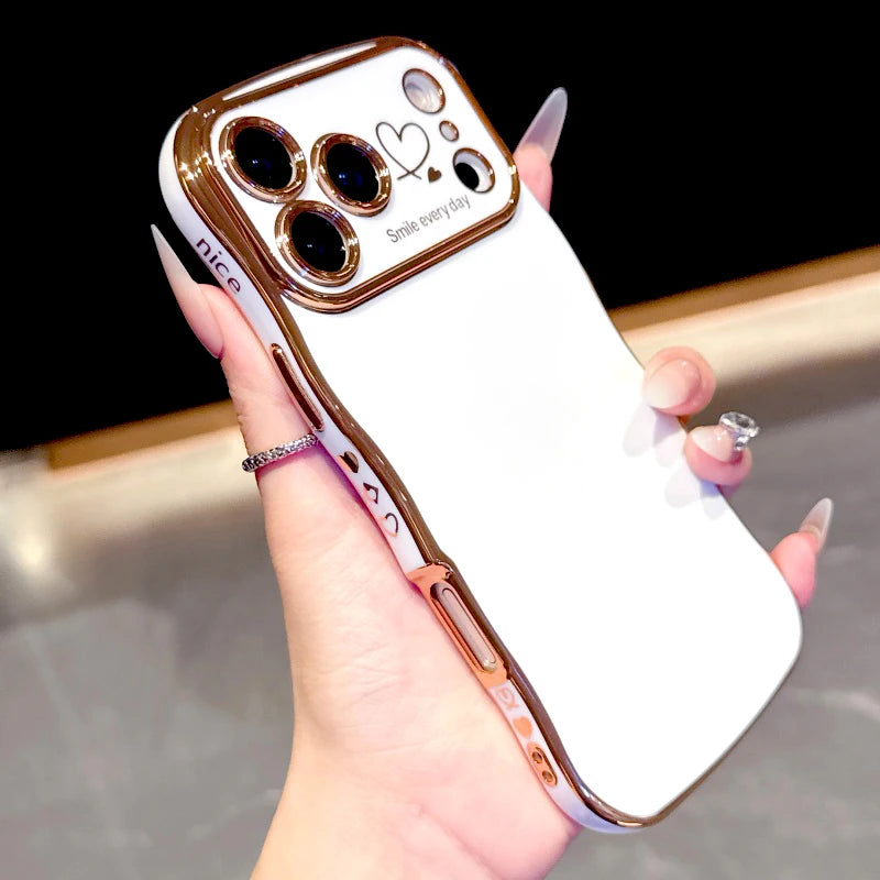 Electroplated Large Window Wave Design Protective Case For iPhone