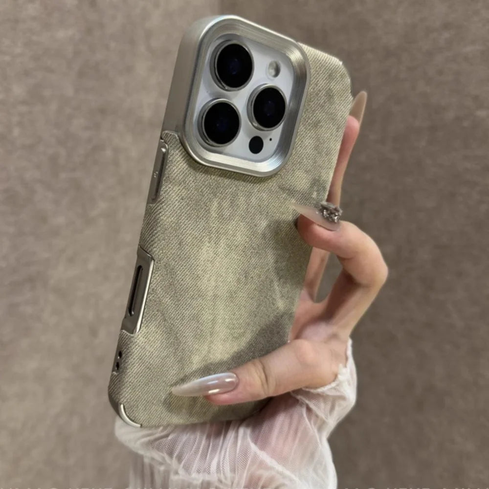 Luxury Jeans Fabric Soft Plating Case for iPhone