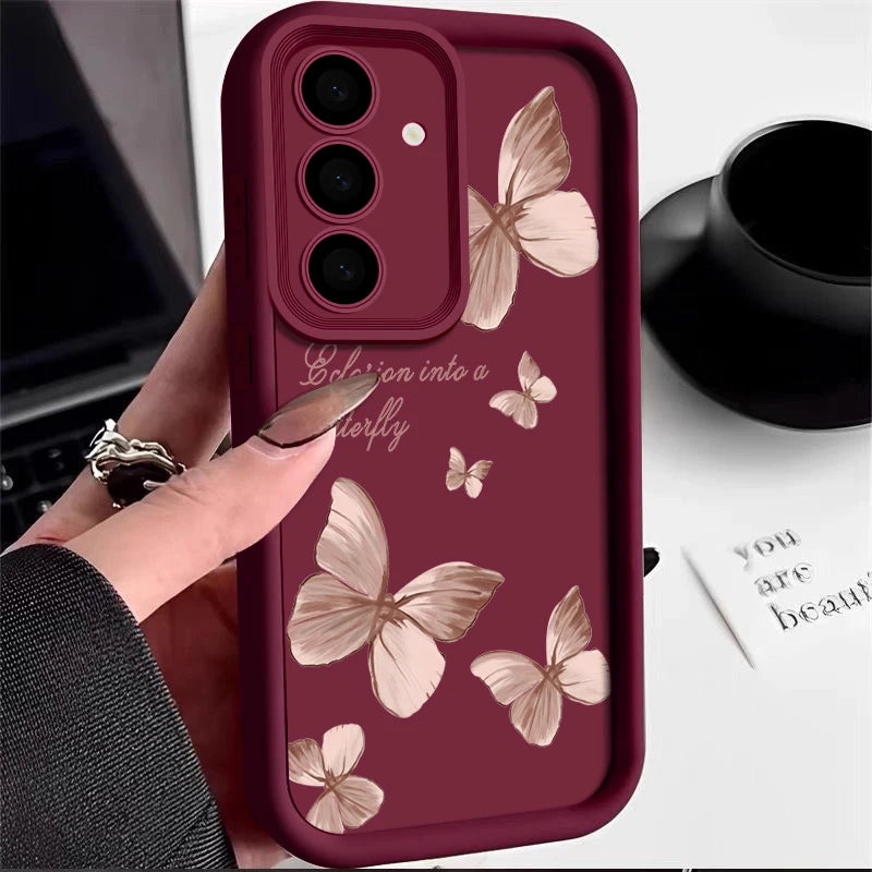 Gold Butterfly Soft TPU Case For Samsung Galaxy
