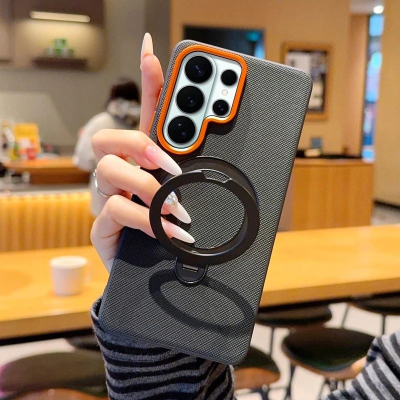 360°Rotating Magnet Ring Magnetic Folding Stand Phone Case For Samsung