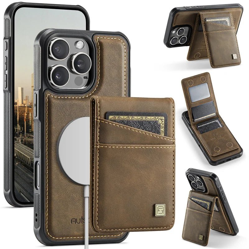 Magsafe Card Holder Bag Flip Leather Case For iPhone