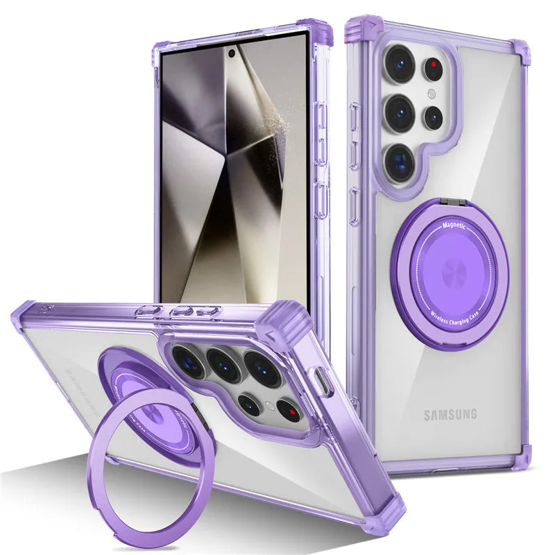 Four-Corner Anti-Collision Magnetic Stand Phone Case For Samsung Galaxy