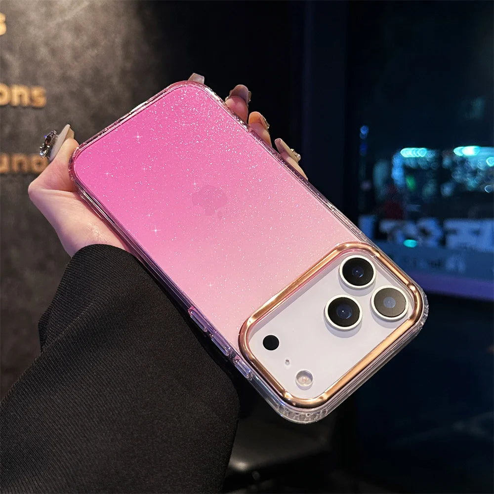 Bling Glitter Gradient Color Clear Case For iPhone