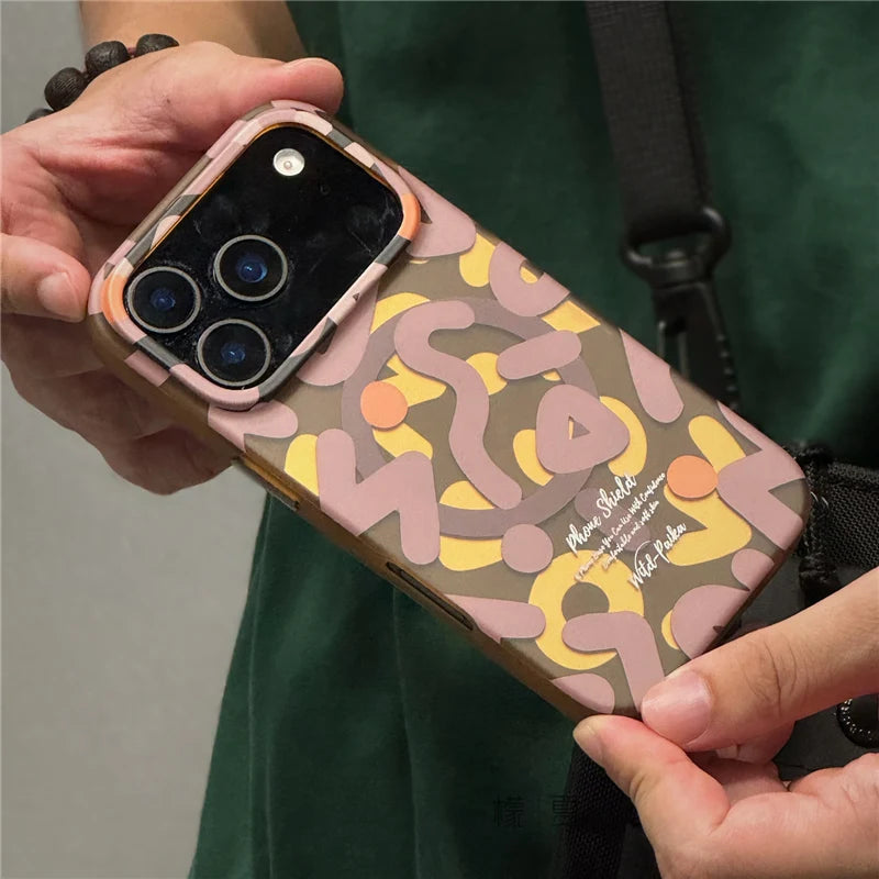 Trendy Graffiti Pattern for Magsafe Wireless Charge Case For iPhone