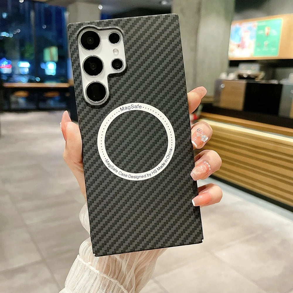 Carbon Fiber Magnetic Cover For Samsung For Magsafe