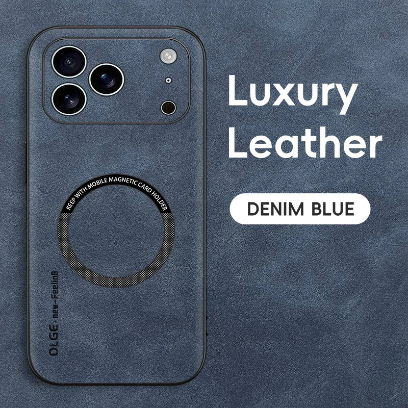 Luxury Leather Magnetic Phone Case For iPhone For Magsafe