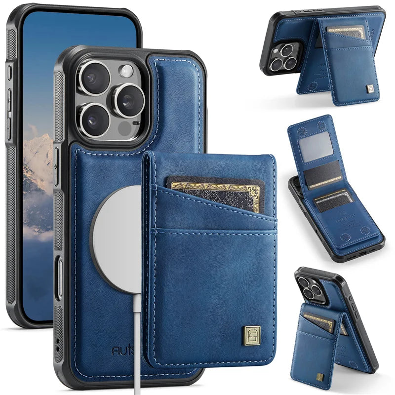 Magsafe Card Holder Bag Flip Leather Case For iPhone