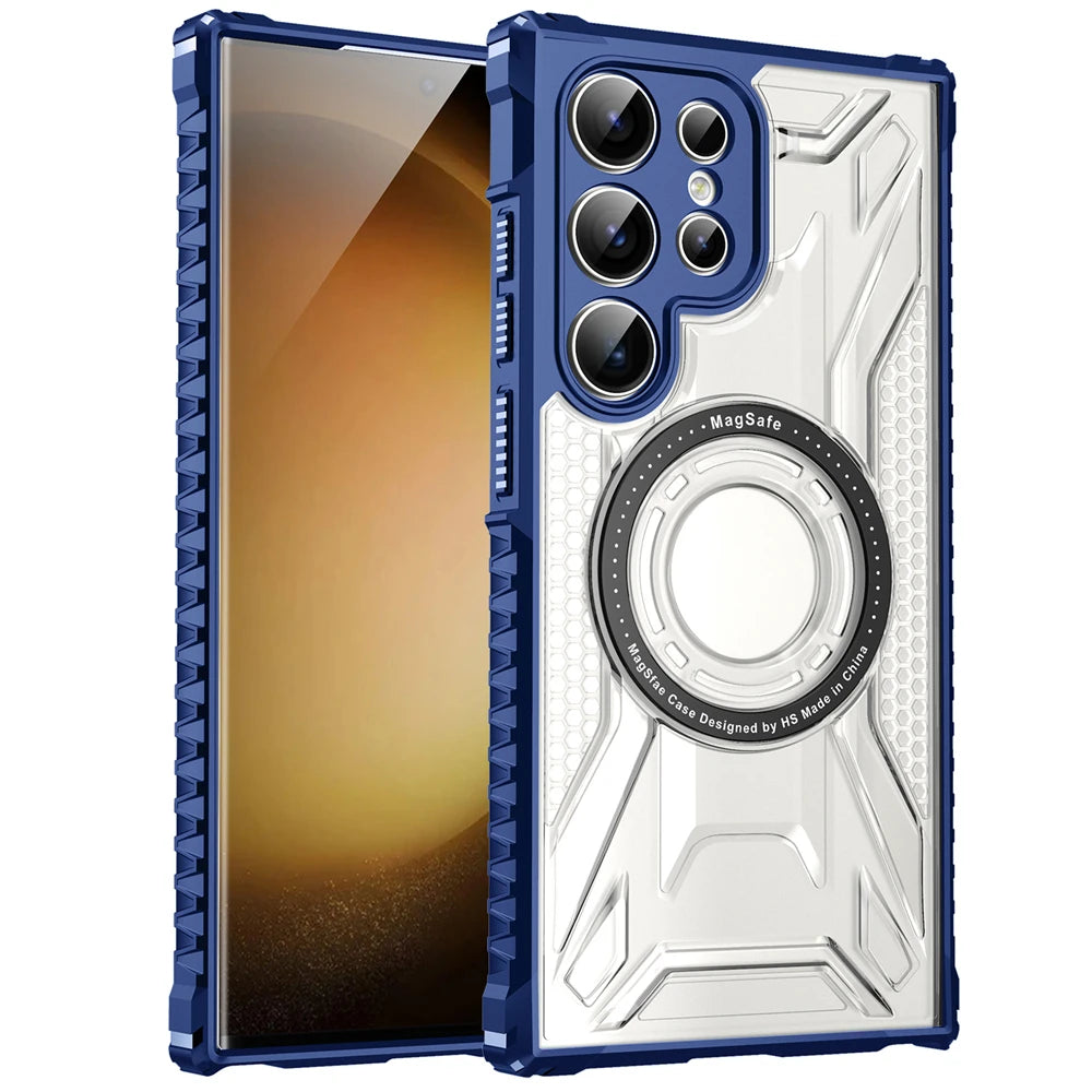 Transparent wireless charging armor phone case for Samsung