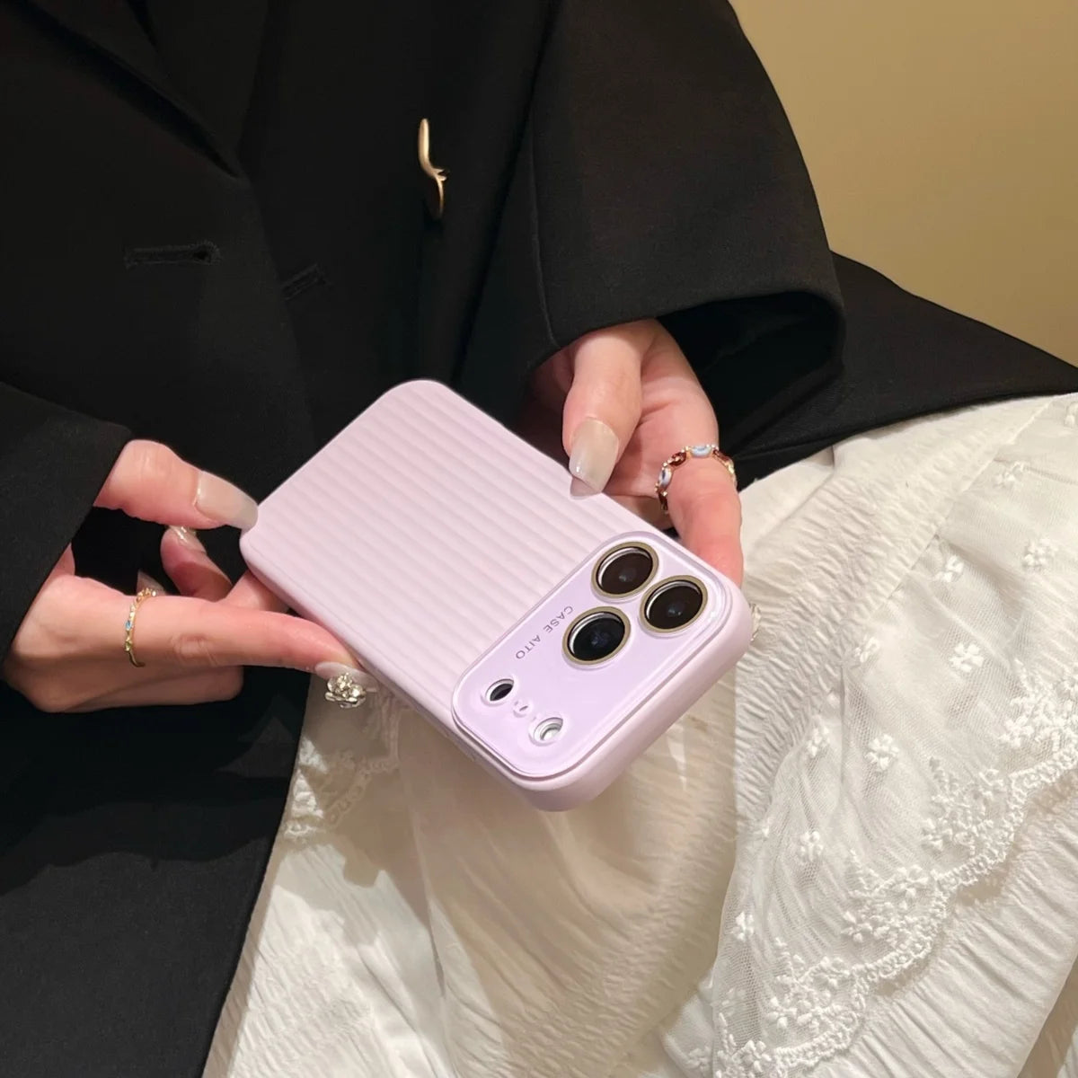 Luxury Stripes Corrugated Large Window Phone Case For iPhone