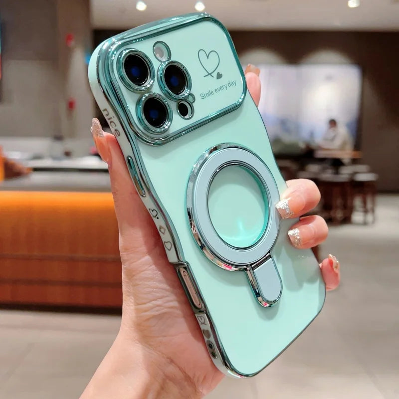 Wave Plating Side Love Heart Phone Case For iPhone