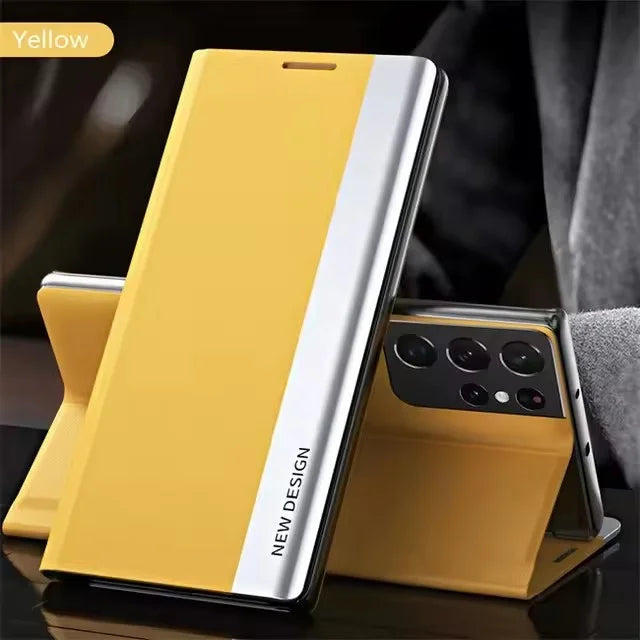 Leather Plating Magnetic Case For Samsung