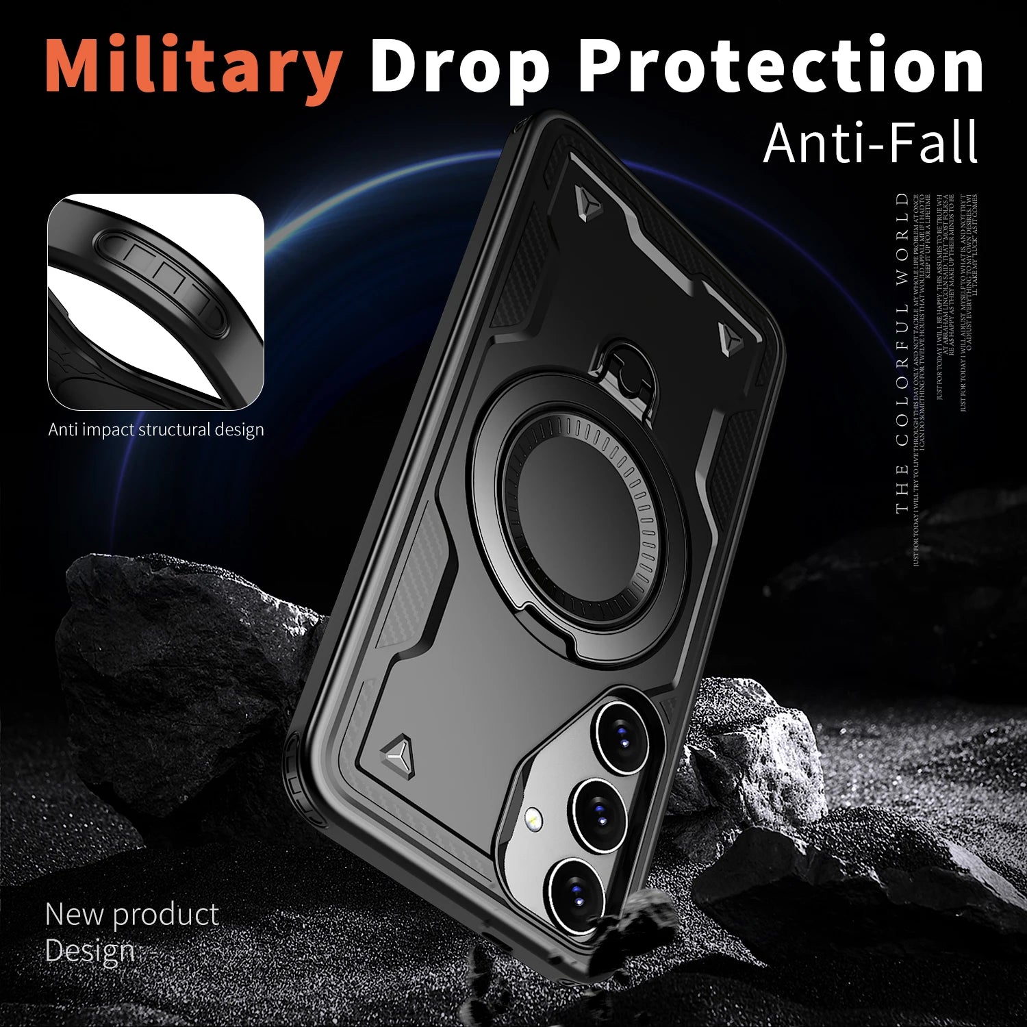 360 degree rotating bracket shockproof phone case for Samsung