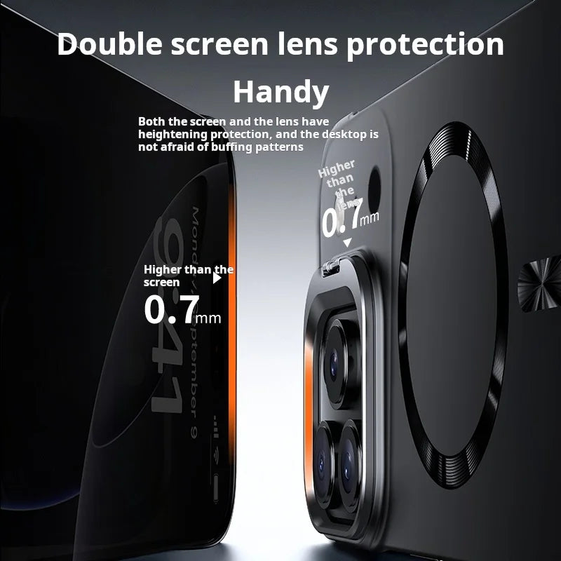 Paint-Finish Magnetic Stand Case For Iphone with Hidden Lens Kickstand