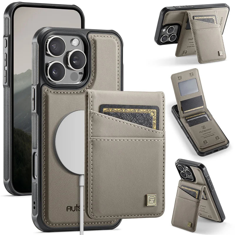 Magsafe Card Holder Bag Flip Leather Case For iPhone