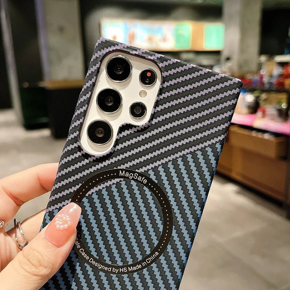 Carbon Fiber Magnetic Cover For Samsung For Magsafe