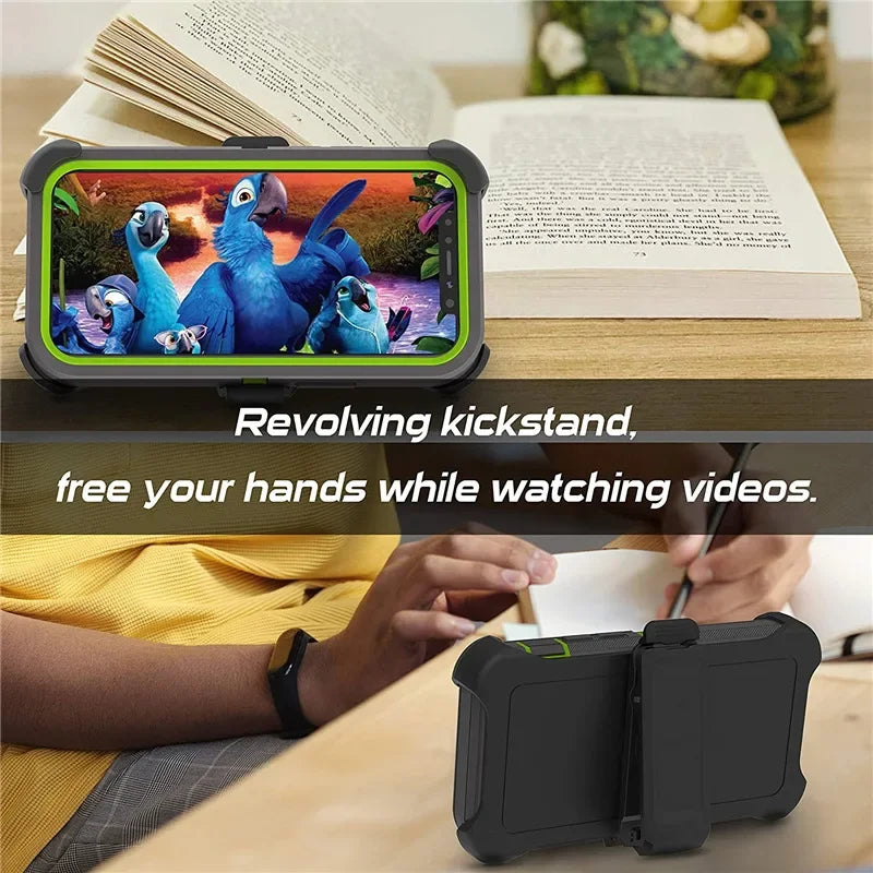 3 in 1 heavy-duty shock-absorbing strap strap clip phone case suitable for Samsung