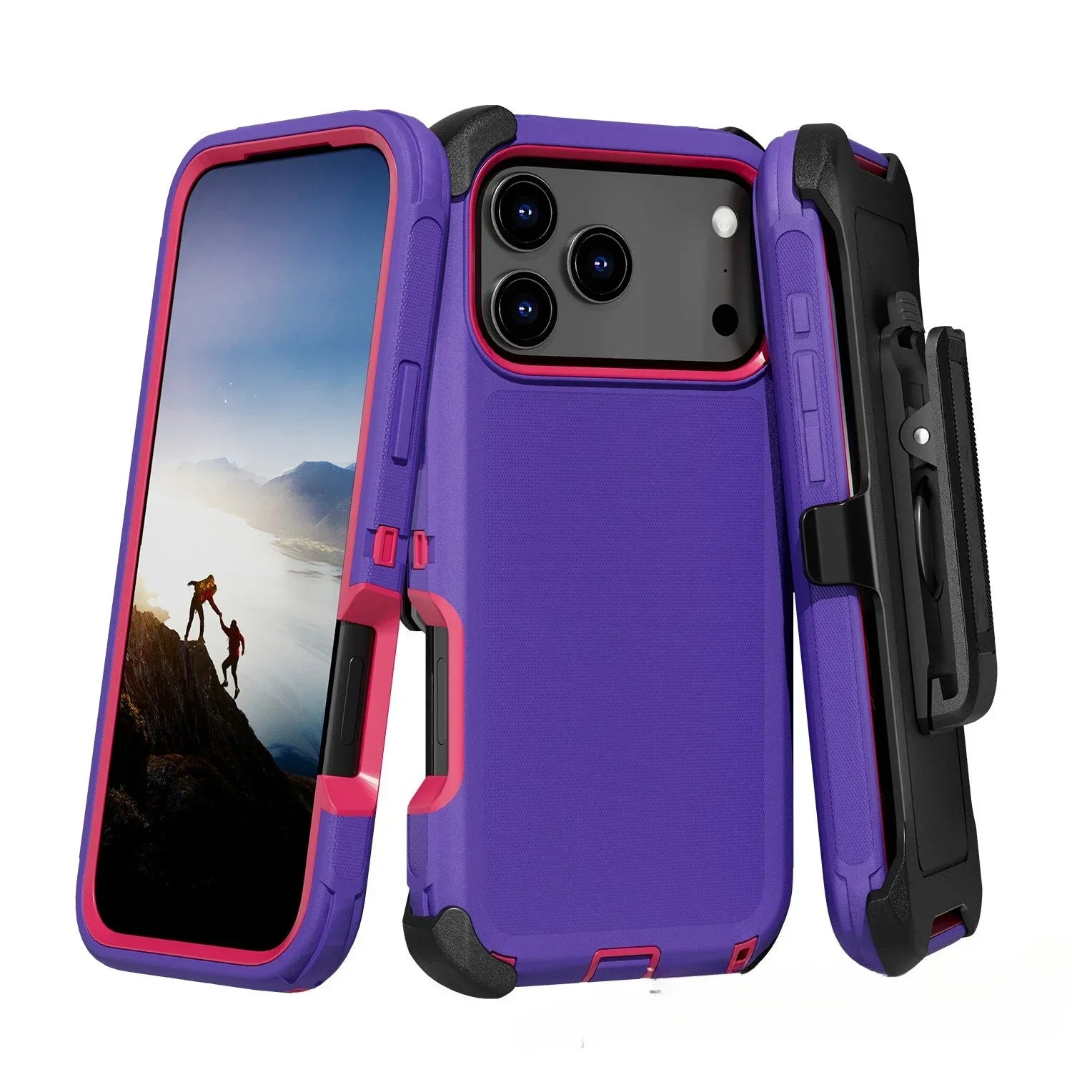 3 in 1 Shockproof Phone Case For iPhone  Case  Belt Clip Cover
