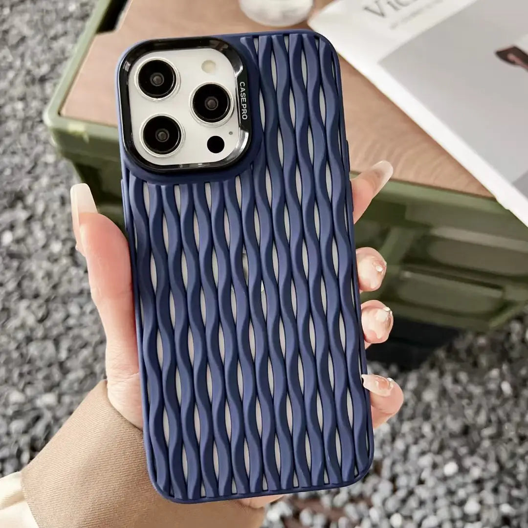 Breathable Heat Mesh Woven Pattern Silicone Case For iPhone