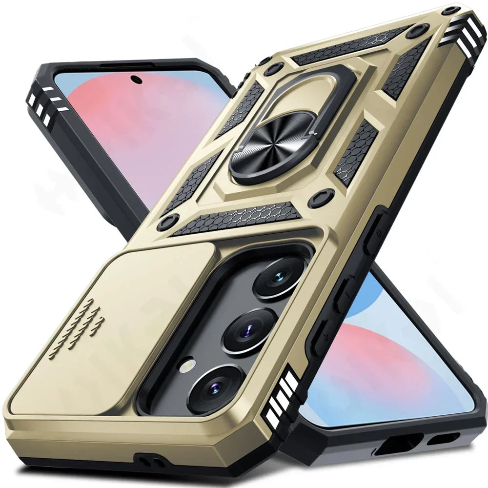 Sliding camera cover magnetic ring holder phone case suitable for Samsung