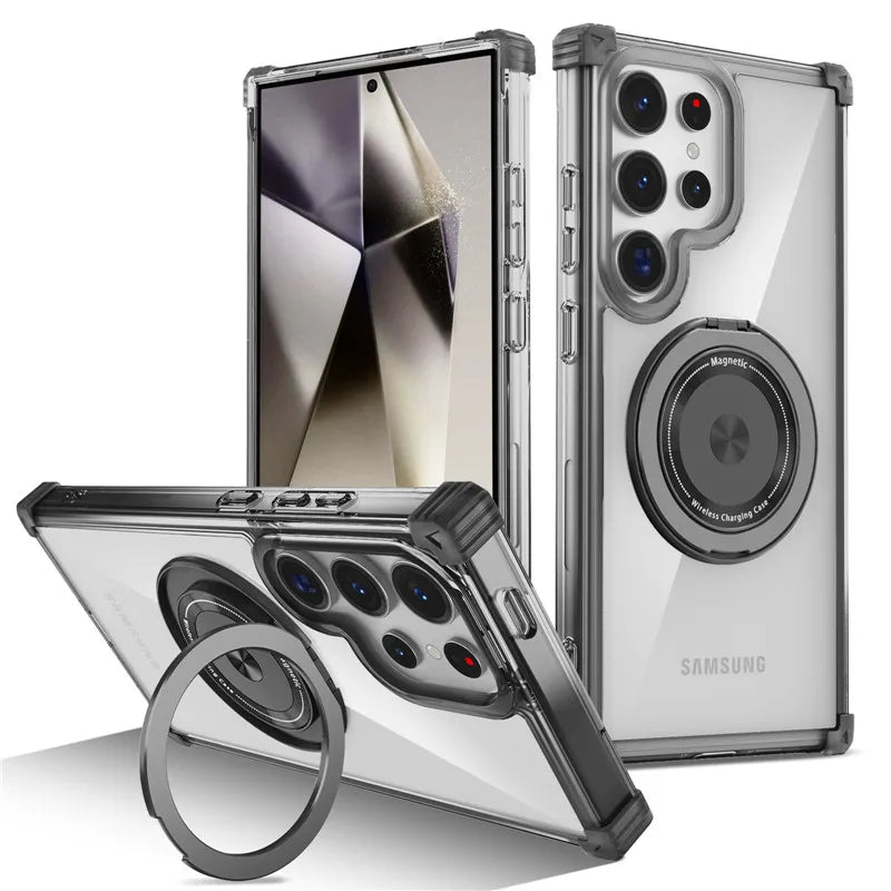 Four-Corner Anti-Collision Magnetic Stand Phone Case For Samsung Galaxy