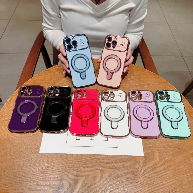 Wave Plating Side Love Heart Phone Case For iPhone
