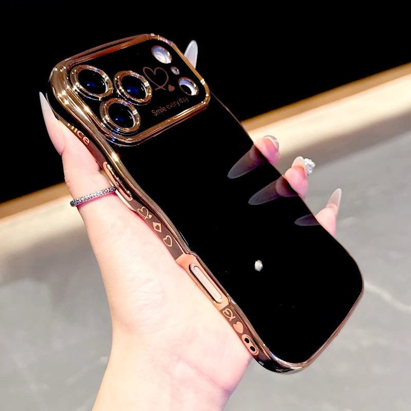 Electroplated Large Window Wave Design Protective Case For iPhone