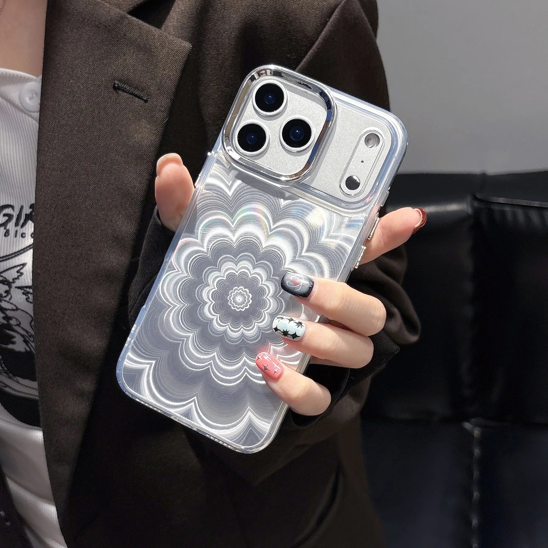 3D Laser Flower phone case For iPhone