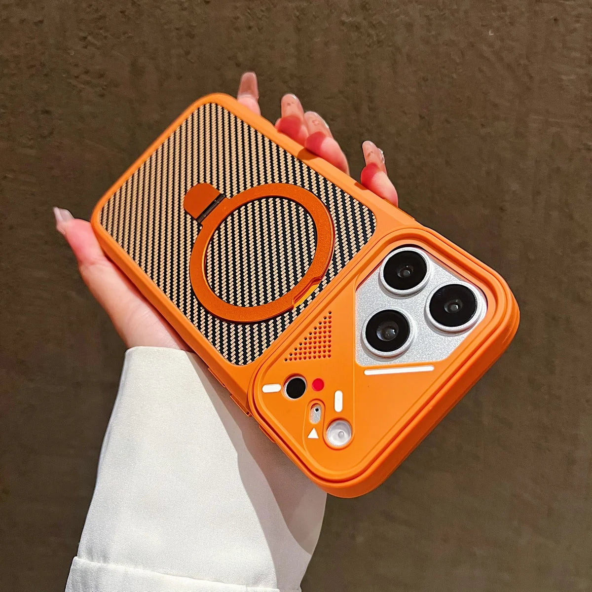 Plating Carbon Fiber Pattern Bracket For Magsafe Magnetic Case For iPhone