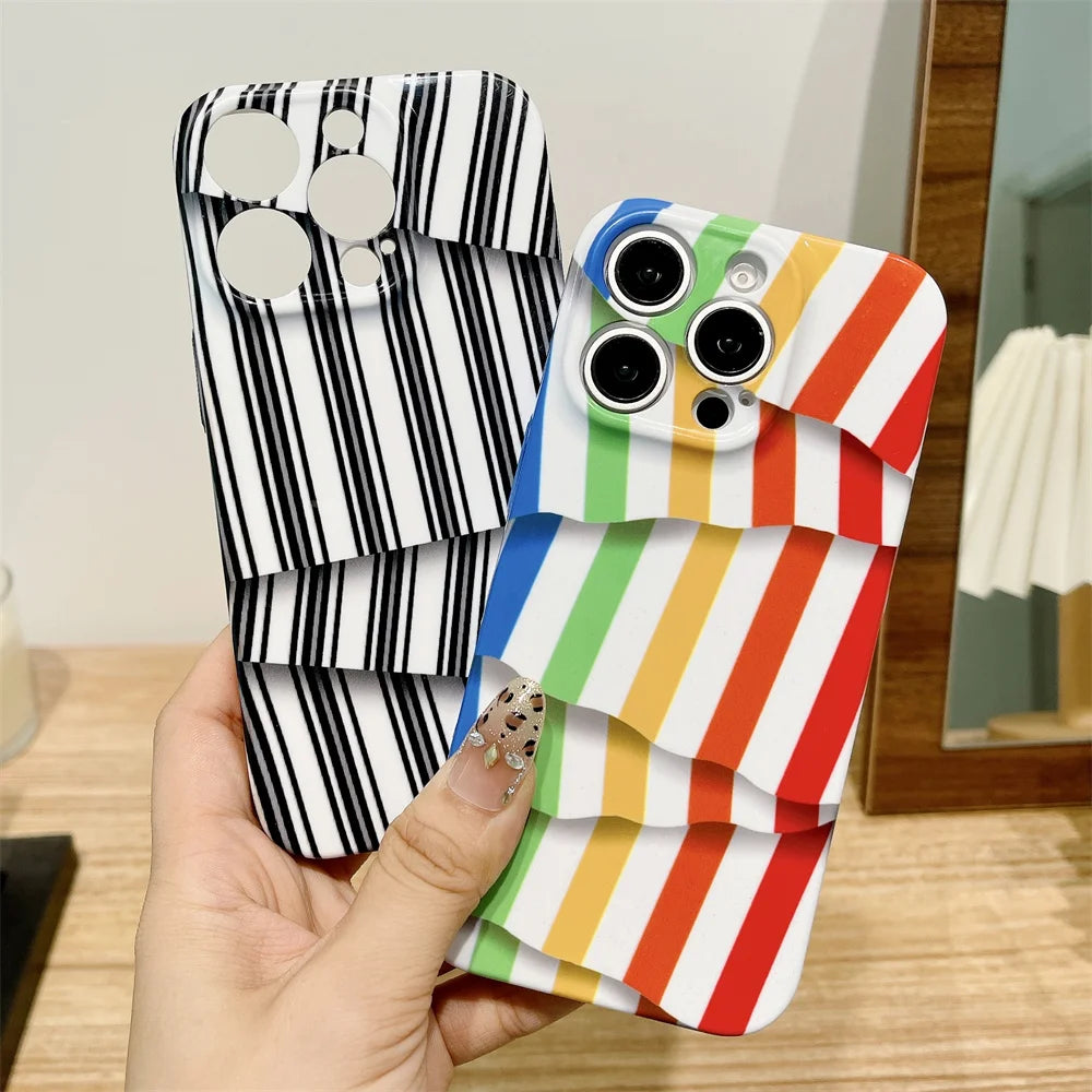 Stylish 3D Irregular Glossy Stripes Phone Case For iPhone