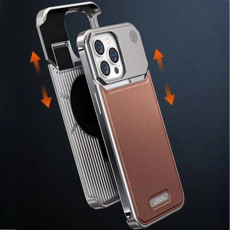 For Magsafe Leather Alloy Frameless Case For iPhone