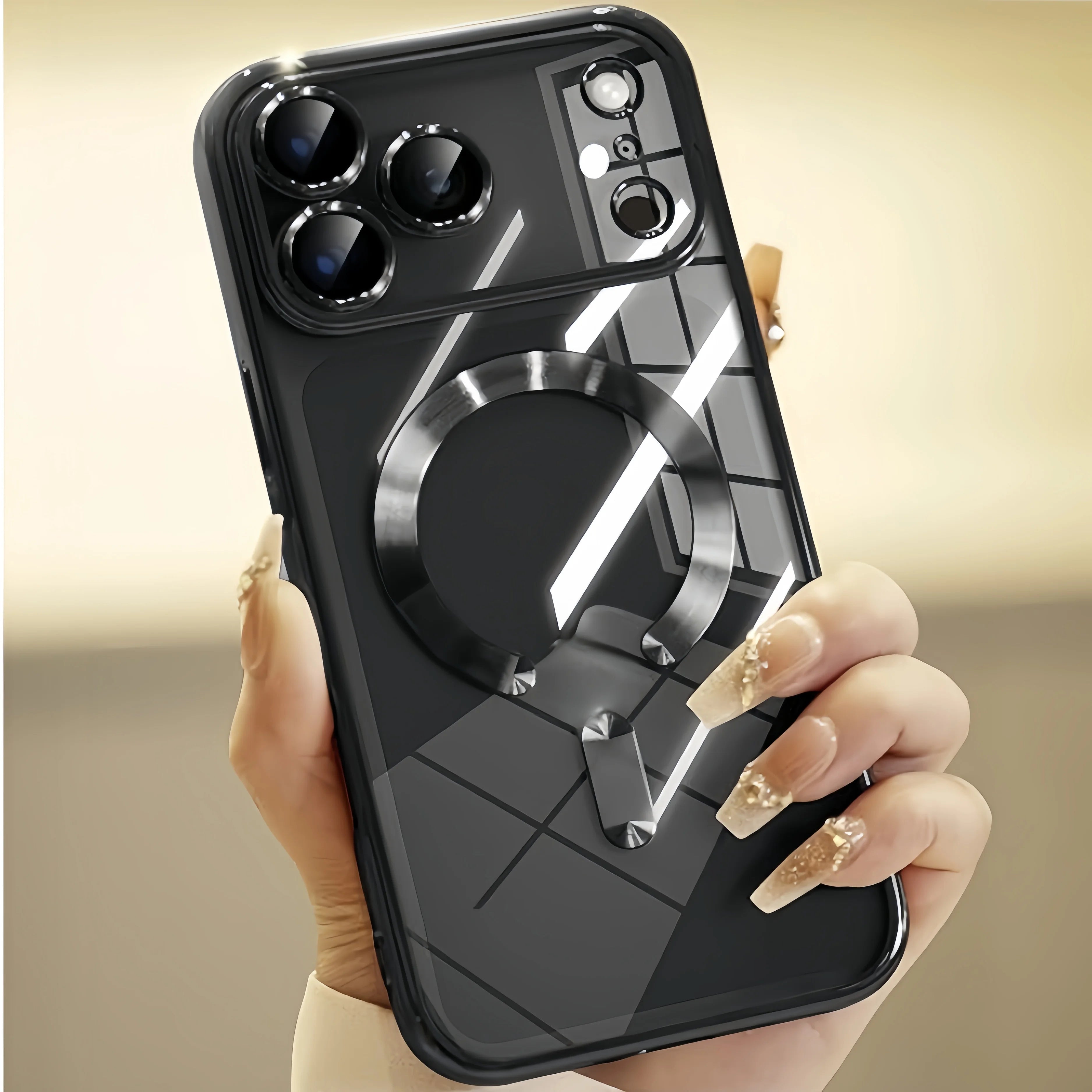 Camera Protection Clear Luxury Plating Cover Soft TPU Drop Protective With Magnetic Phone Case For iPhone