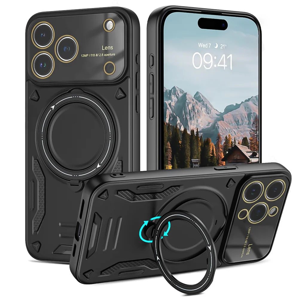 Military Armor Fold Ring Bracket Phone Case For iPhone