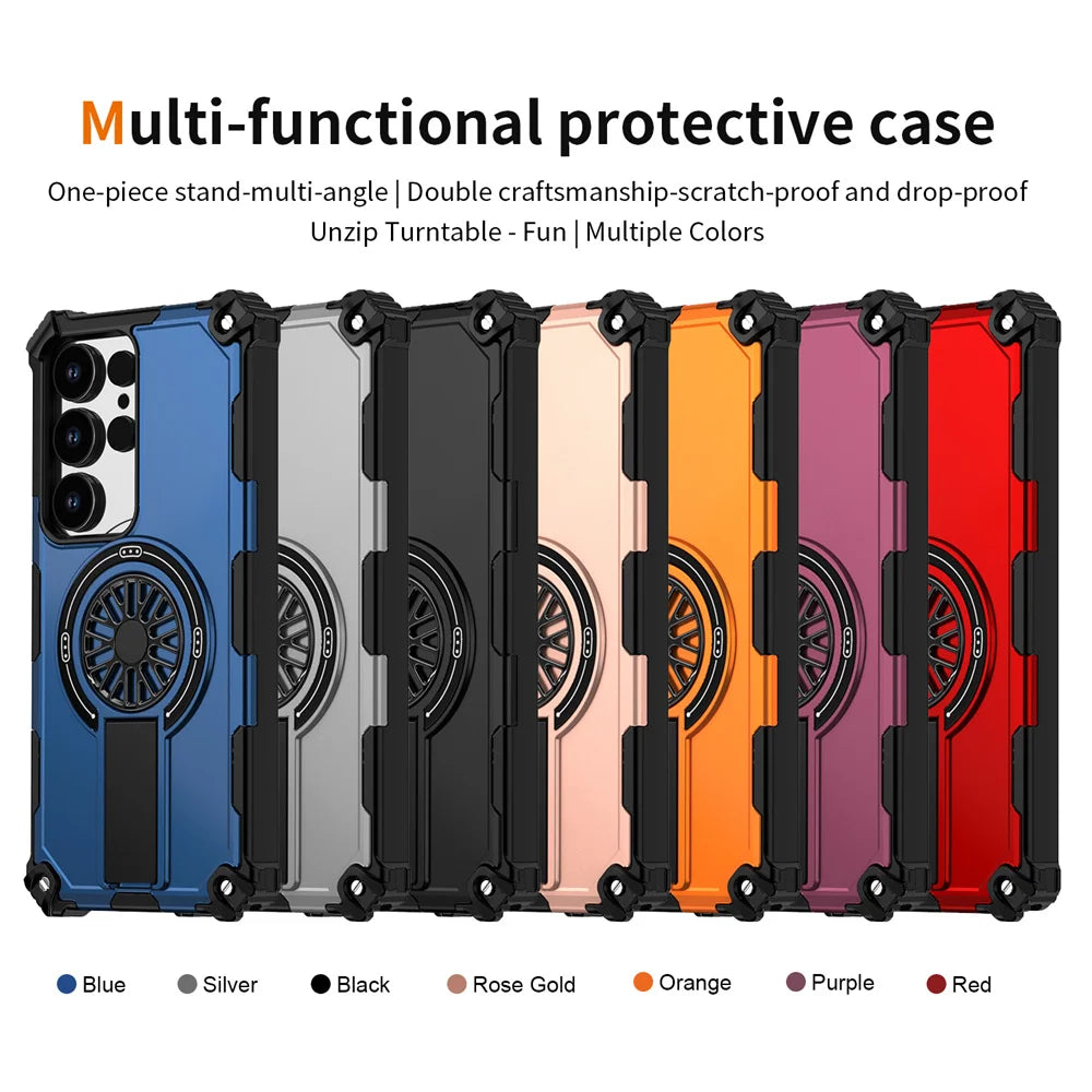 Invisible Fold Stand Magnetic Armor Phone Case For Samsung