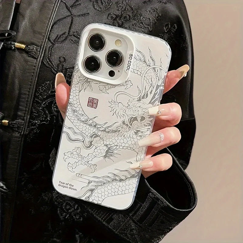 High-end black and white dragon pattern print For iPhone
