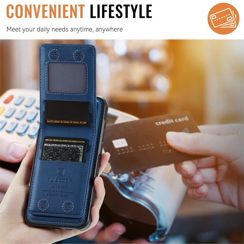 Magsafe Card Holder Bag Flip Leather Case For iPhone