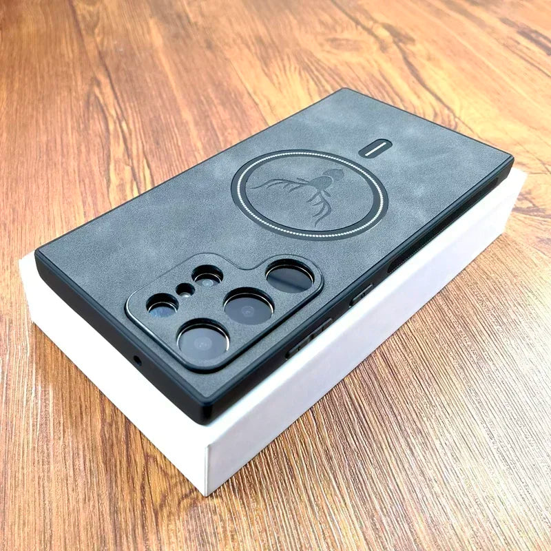 Retro PU phone case with wireless charging suitable for Samsung