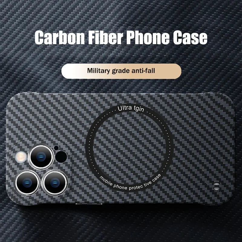 Ultra thin carbon fiber magnetic phone case suitable for iPhone