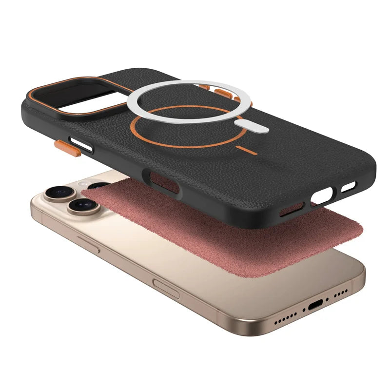 Ultra thin and simple lychee pattern phone case for iPhone
