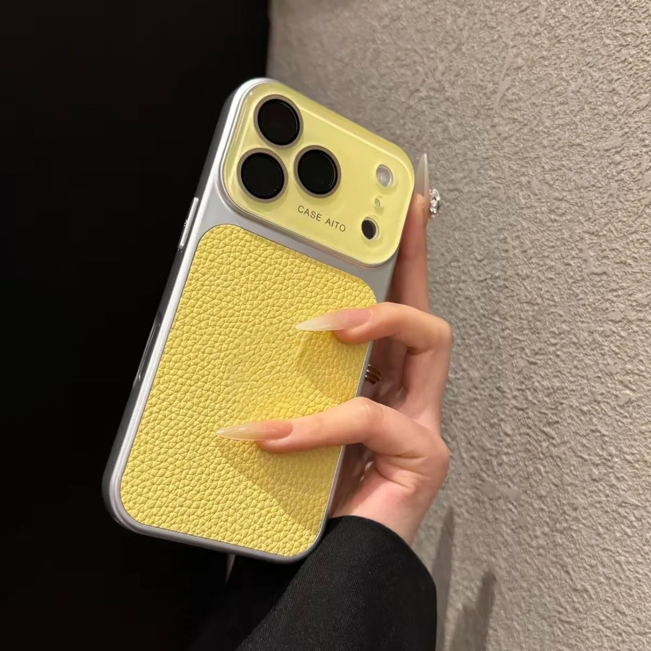 Creative Large Window Color Blocking PU Leather Case for iPhone