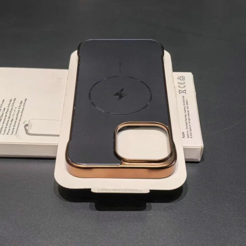 Electroplated frameless hard PC magnetic phone casefor iPhone