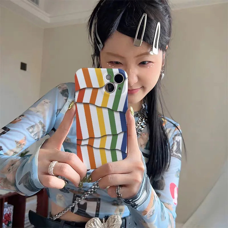 Stylish 3D Irregular Glossy Stripes Phone Case For iPhone