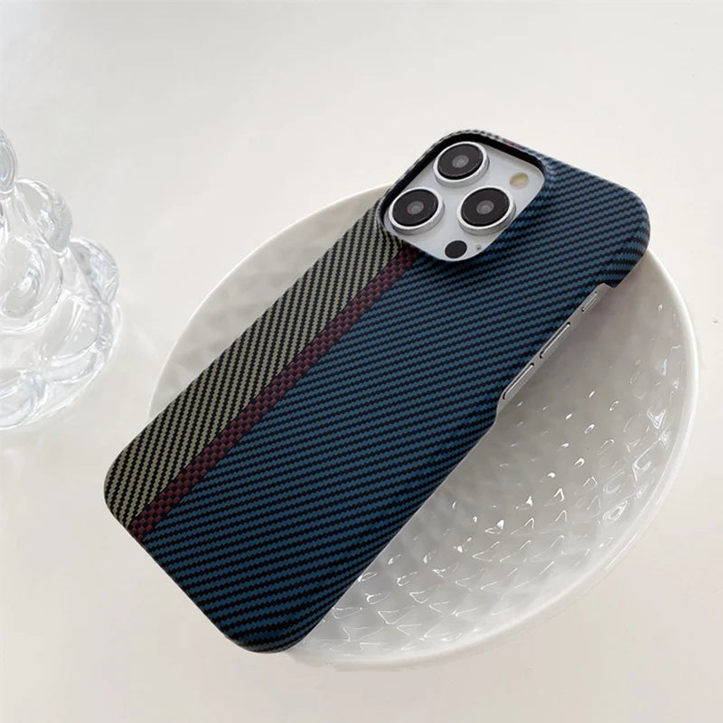 Luxury carbon fiber patterned frameless phone case for iPhone