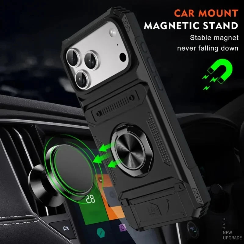 Magnetic stand-type card slot phone case for iPhone