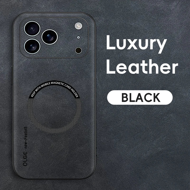 Luxury Leather Magnetic Phone Case For iPhone For Magsafe