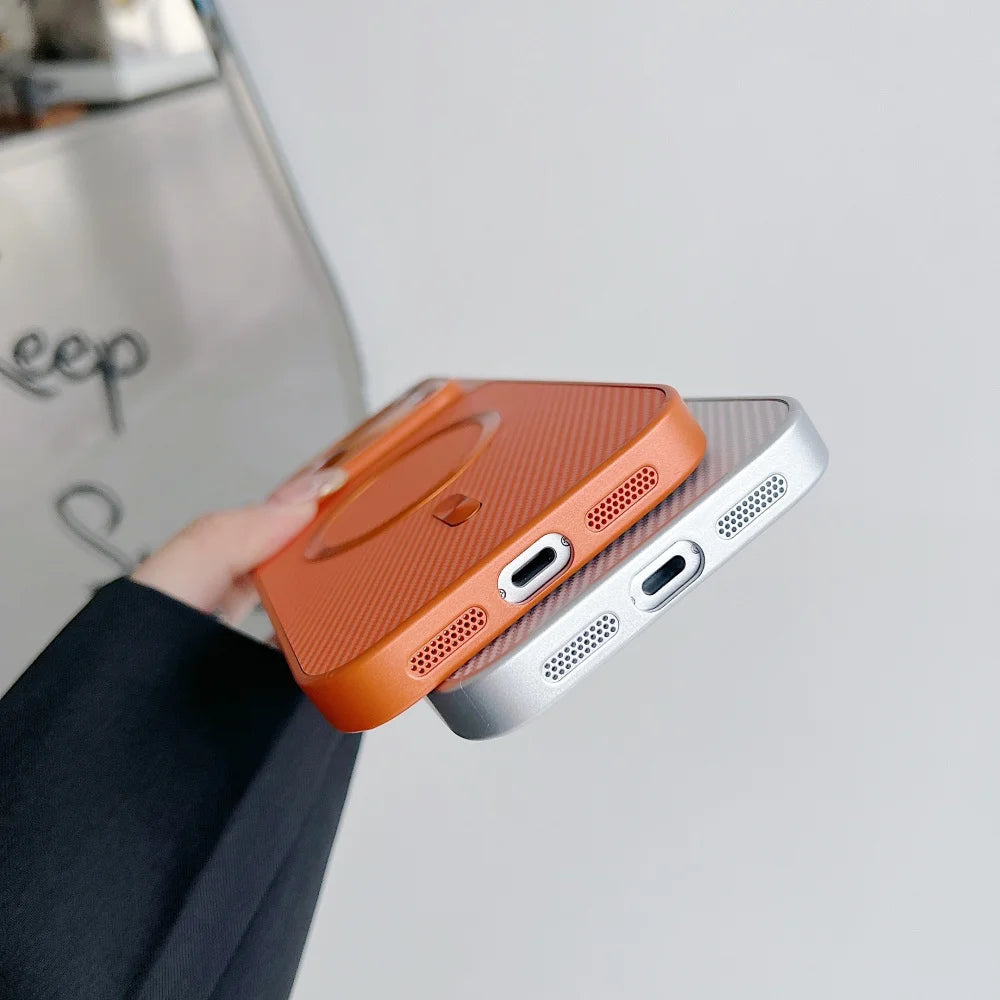 Luxury Kevlar Texture For Magsafe Magnetic Phone Case For iPhone