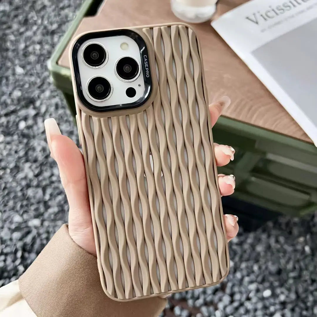 Breathable Heat Mesh Woven Pattern Silicone Case For iPhone