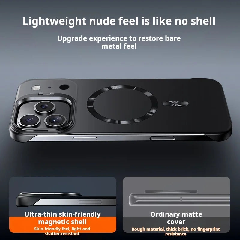 Paint-Finish Magnetic Stand Case For Iphone with Hidden Lens Kickstand