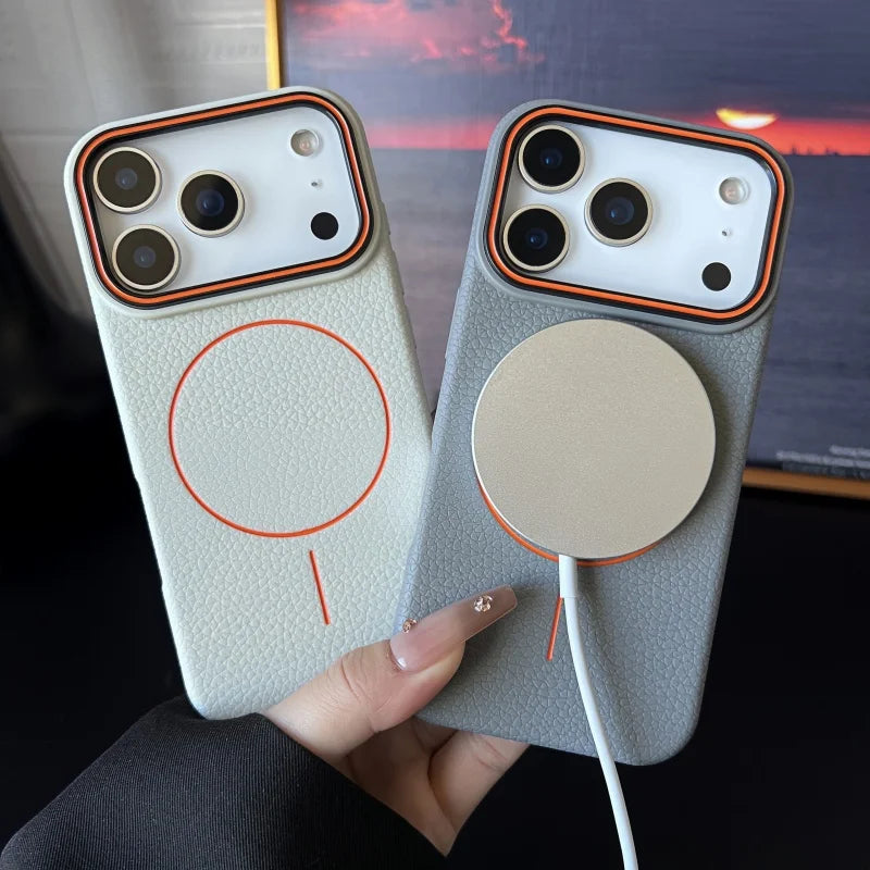 Luxury Litchi Texture Silicone Magsafe Magnetic Case For iPhone