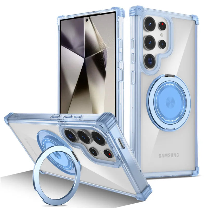 Four-Corner Anti-Collision Magnetic Stand Phone Case For Samsung Galaxy